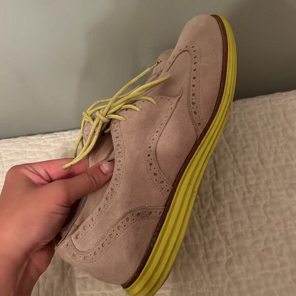 Cole Haan Oxford shoes, Suede Beige Yellow Lace Up, size 8.5 - Picture 7 of 9